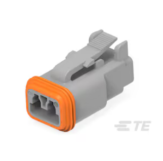 12 V / 24 V / 48 V, 2 Position, Automotive Housing for Female Terminals, Wire-to-Wire, 5.46 mm [.215 in] Centerline, Sealable, Gray, DEUTSCH DT